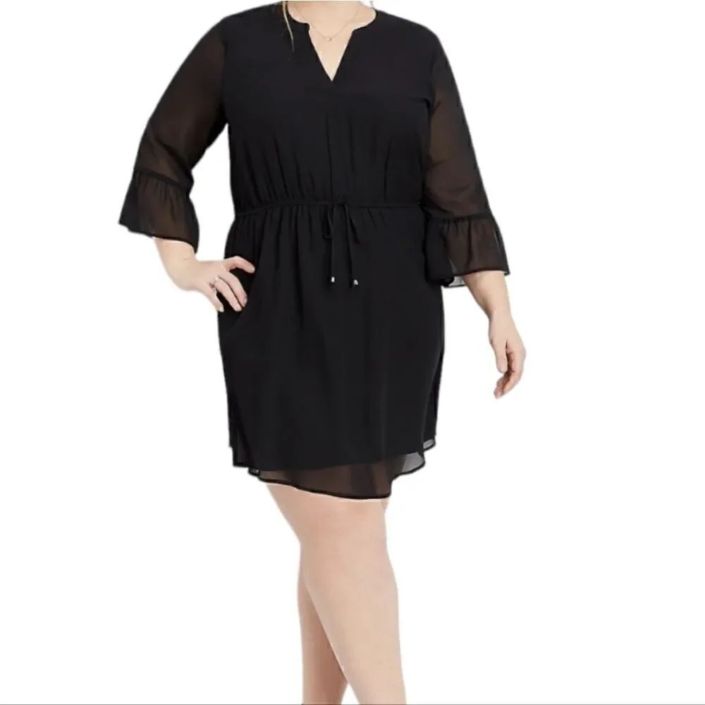 EC MAURICES BELL SLEEVE V-NECK DRESS SZ. XXL